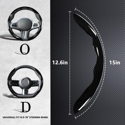 Car Steering Wheel Cover, 3 Piece Bright Carbon Fiber Steering Wheel Covers, Non-Slip Steering Wheel Cover Protector, Great Grip, Universal Car Accessories Decoration for 14.5-15 inch (Black) - Image 5