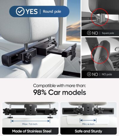 15.6 inch 4K Android.13 Car TV Headrest Monitor for Cars Back seat Rear Entertainment System, Support Phone Wireless Mirror Link Touch Screen,with WiFi/Bluetooth/HDMI/USB/Video Player (4G+64G(2*PCs)) - Image 6