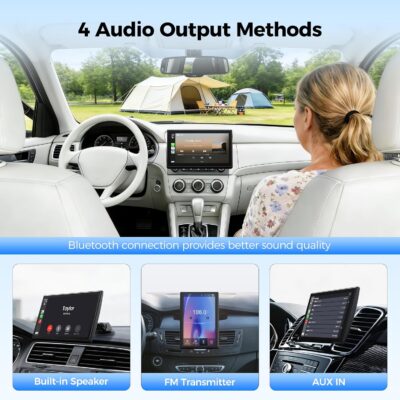 Topexplore 7" Wireless Apple CarPlay and Android Auto Screen with Magnetic Mount, Portrait/Landscape Switch, Portable Car Stereo with Bluetooth, Mirror Link, GPS, OTA Update - Image 6