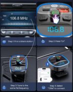 LENCENT Bluetooth 5.4 FM Transmitter Car Adapter 48W [PD 30W & 18W] [7 Color Light] [Fast Charging] Wireless Radio Music Adapter Hands-Free Calling, Support USB Drive & TF Card - Image 8