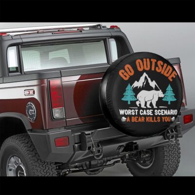 Go Outside Worst Case Scenario a Bear Kills You Rv Spare Tire Cover, Camper Spare Tire Cover for RV Trailer, Camper Wheel Protectors Trailer Rv SUV Truck Travel Trailers 14 inch - Image 8