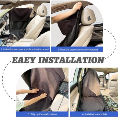 Car Front Seat Cover: Waterproof & sweatproof, fits all cars/SUVs/trucks. Ideal for gym, sports & beach. 3-layer non-slip, easy machine wash. Shields seats from stains & wetness. (Black, 1Pcs) - Image 7