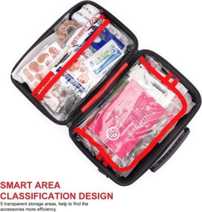 Gevoke 410 Piece Waterproof Hard Shell First Aid Kit for Home, Car, Travel, Camping, Truck, Hiking, Sports, Office, Vehicle & Outdoor Emergencies - Emergency Medical Kits (Red) - Image 5