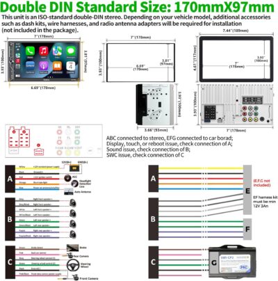 SJoyBring [QLED Screen Upgrade] 7" Double Din Car Stereo with Dash Cam, Wireless Apple CarPlay and Android Auto, Bluetooth, 240W 4.2-Channel Audio Output, MirrorLink, Backup Camera, AM/FM Car Radio - Image 6