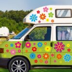 Fancy Land Daisy Stickers 180Pcs Flower Car Decals Vinyl Daisy Sticker Self Adhesive Car Labels for Truck Bumper Mirror Window Clings Decoration 12 Sheets