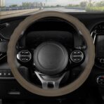 Motor Trend Soft Touch Leather Beige Steering Wheel Cover with Grooves, Advanced Traction Universal Fit for Standard Sizes 14.5 15 15.5 inches - Image 7