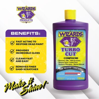 Wizards Turbo Cut Buffing Compound for Car Scratch Repair - 32 fl oz - Removes 1200-1500 Scratches - Rubbing Compound for Cars & Boats - Paint Restorer for Vehicles - Image 2