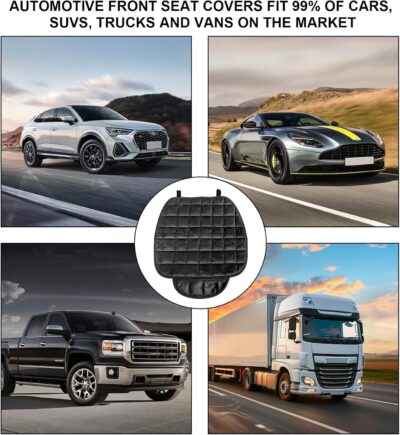 Car Seat Cushion, Soft Plush Auto Seat Cover with Non-Slip Silicone Bottom & Storage Pocket, Universal Breathable Vehicle Seat Cushion Pad for Car Truck SUV, Black - Image 6