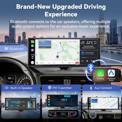 Carplay Screen for Car 11.5" Largest HD Screen for Carplay & Android Auto Car Stereo with 4K Dash Cam 1080P Backup Camera, GPS Navigation/Bluetooth/Mirror Link/Voice Control/AUX/FM/Siri - Image 3