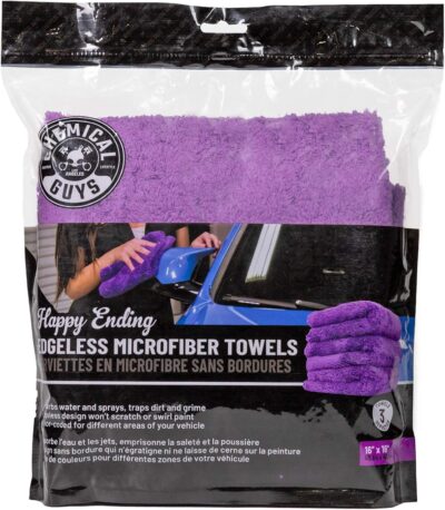 Chemical Guys MIC34803 Happy Ending Ultra Plush Edgeless Microfiber Towel, Purple (16" x 16") - Image 2