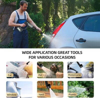 Cordless Pressure Washer with Recharge Battery Powered, 6-in-1 Smart Nozzle, 27 Feet Spray Distance, Handheld Wireless Water Gun for Home, Car, Yard, Pet, Plant - Image 2