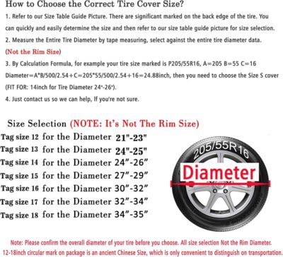 Moonet PVC Leather Spare Tire Wheel Cover for Car Truck SUV Camper Trailer Universal Fit RV JP FJ, R15 Black (for Overall Wheel Diameter 27-29 inch) - Image 2