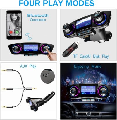 Bluetooth FM Transmitter Handfrees-Calling Radio Adapter Car Kit with Dual USB Port MP3 Player Support TF Card USB Flash Drive - Image 3