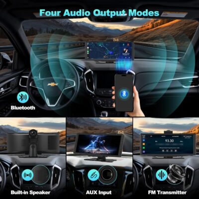 Portable Apple CarPlay Screen for Car, 10.26“ Wireless CarPlay & Android Auto Touch Screen Voice Control Navigation, 4K Dash Cam & 1080P Backup Camera DVR Recording Plug & Play for Car Truck - Image 8