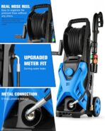 Electric Pressure Washer, 2.8 GPM High Power Washer Adjustable Pressure 2500PSI-5000PSI with 33FT Extension Hose Reel, 4 Nozzles and Soap Bottle for Cars/Fences/Driveways - Image 2