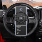 SEG Direct Car Steering Wheel Cover Large-Size for F150 F250 F350 Ram 4Runner Tacoma Tundra Range Rover with 15 1/2"-16" Outer Diameter Leather with Carbon Fiber Pattern Black - Image 6