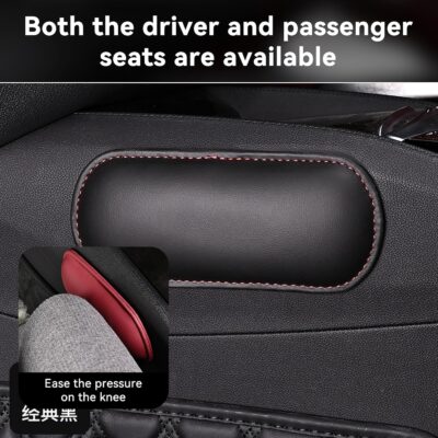 Car Center Console Knee Leg Elbow Cushion Pad, Soft Leather Door Armrest Foot Care Thigh Support Comfort Pillow, Auto Interior Accessories for Knee Pain Relief (Black/Red) - Image 3