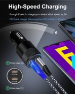 60W USB C Car Charger, Dual PD 3.0 Fast Charging Adapter Flush Fit Cigarette Lighter Plug for iPhone 17e 17 16 15 Pro Max 16e, Galaxy S26 S25 S24 Ultra S23, Google 10 9 Pro XL Type C Car Charger Block - Image 2