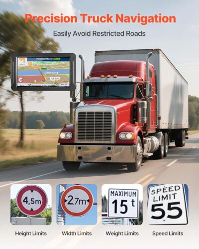 VEVOR GPS Navigator for Car, 7 inch Touch Screen 16GB GPS Navigation System with Built-in Dash Cam, Voice Turn-by-Turn Guidance, Speed and Red Light Warning, Custom Truck Routing, for Car Truck RV - Image 2