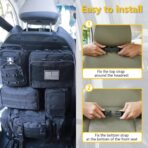 Universal Tactical Car Seat Back Organizer Bag Tactical Molle Vehicle Organizers Panel Vehicle Protector Organizers with 5 Detachable Pouches for Car Truck Ford Jeep (Upgraded C model Black) - Image 4
