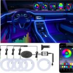 5 in 1 Car Led Strip Lights with App Control, RGB Colors Interior Car Lights, Ambient Led Lighting Kit, 4 Light Flashing Modes, USB Neon Accessories for Doors, Center Console