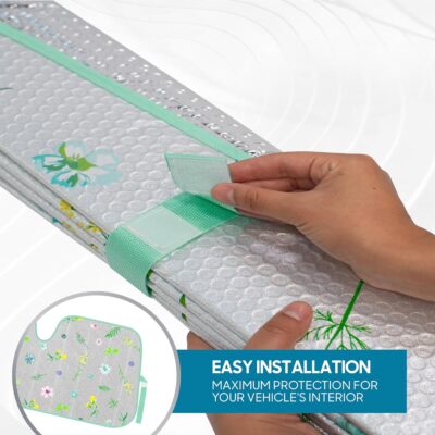 BDK Pastel Flowers Front Windshield Sunshade Accordion Folding Style Auto Shade for Cars Trucks SUVs Vans Blocks UV Rays Sun Visor Protector Easy Setup Keeps Your Vehicle Cool (58" x 27") - Image 5