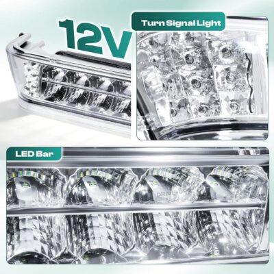 DRIVE UP Club Car LED Headlight Bar for Club Car Precedent 2004-Up with Front Head Light Electric and Gas Golf Carts, 12V Golf Cart Front Replace Head Light Bar Replaces OEM 102524801, 1025248-01 - Image 5