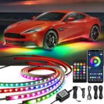 Underglow Kit, RGB-IC Under Car Lights With Dream Color Dancing Chasing, 213 Scene Modes, App and Remote Control, 5 Music Modes LED Lights for All Cars