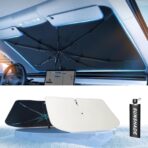 Car Windshield Sun Shade Umbrella - [Nano-Ice-Crystal Coatings] Protect Car from Sun Rays & Heat Damage Keep Cool and Protect Interior Medium (56" L x 31" W)