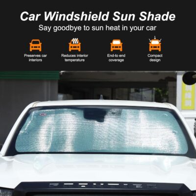 Car Windshield Sun Shade Compatible with Nissan Frontier 2022-2025 Windshield Sunscreen Heat Shield Front Windshield Sun Shade Folding Sunshade UV Protection - Image 6