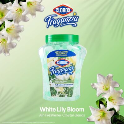 Clorox Fraganzia Crystal Beads Air Freshener, Long Lasting Room Deodorizer and Odor Eliminator Gel Beads to Freshen Home, Car, or Office, White Lily Bloom Scent, 12 Fl Oz - Image 3