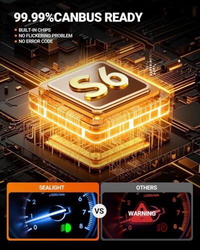 SEALIGHT 9005 9006 Bulb Combo, 92000LM 800% Super Bright 5 Mins Installation, 60000H Lifespan, 6500K Cool White 9005/HB3 9006/HB4 Fog Light Bulbs, Pack of 4 - Image 4