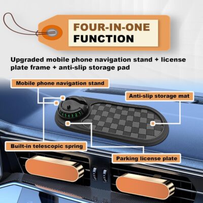 Universal Multifunction Anti-Slip Car Dashboard Mat, Rotatable Car Phone Holder Dashboard Pad with Temporary Parking Number Non-Sticky Mat for Phones Sunglasses Keys Gadgets - Image 6