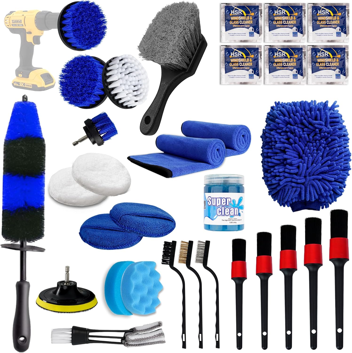8178kBe44KL._AC_SL1500_.jpg 31pcs Car Detailing Kit Interior and Exterior Cleaner, Car Cleaning Kit with Professional Car Detailing Brush Set, Car Wash Kit and Auto Detailing Kit. Reusable, Perfect for Cars and Bikes - Image 1