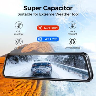 Mirror Dash Cam,Rear View Mirror Camera,10'' Smart Touch Screen,Dash Camera for Cars,G-Sensor,Loop Recording,Car Camera with Free 32GB Card - Image 6