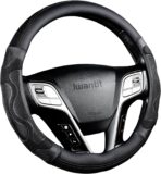 Iwantit® Car Steering Wheel Covers with 3D Silicone Honeycomb for Men,Anti-Slip Design and Breathable Fabric,Universal Fit 14.5-15 Inches (Full Black) - Image 3