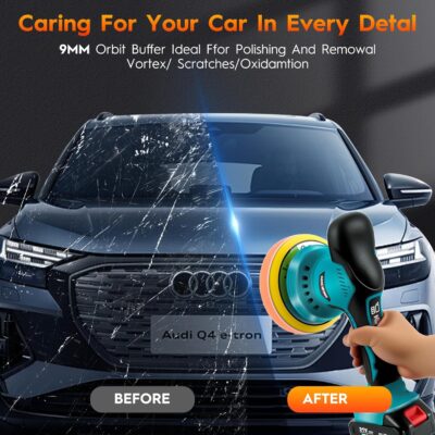 Cordless Car Buffer Polisher Kit with 2x21V Batteries, 6 Inch Car Polisher with 8 Variable Speed Max 6000RPM & 21 PCS Attachments, Buffer Polisher for Car Detailing, Sanding, Scratch Removing - Image 6