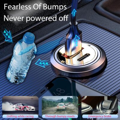 USB Car Charger Adapter Fast Charging PD45W+QC3.0 Dual Port Cigarette Lighter Charger for iPhone 17/16/15/14/13/12/11/Pro Max, iPad, Samsung Galaxy S25 S24/S23/S22/S21, Pixel, Android - Purple - Image 2