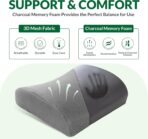 Lumbar Support Pillow for Office Chair and Car,Back Support for Office Chair,Charcoal Memory Foam Back Cushion with Breathable Mesh Cover,Double Adjustable Straps,Grey - Image 3