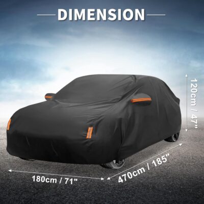 X AUTOHAUX Car Cover for Honda Civic Sedan/Coupe 210D-PU Outdoor Full Car Cover All Weather with Door Zipper for Waterproof Windproof Sun Rain Snow Protection - Image 8