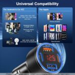 Car Charger for iPhone 17 16 15 Pro Max, Besgoods 4-Port Cigarette Lighter Adapter USB C & USB A Car Phone Charger Fast Charging Voltmeter for Galaxy S25 S24 S23 A15 A54 Android, 6ft USB C to C Cable - Image 7