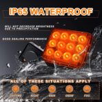 2PCS Amber LED Emergency Strobe Lights, Magnetic Strobe Flashing Beacon Lights Rechargeable Wireless Battery Powered 12-LED Caution Safety Warning Lights for Trucks Trailers Car Van ATV Tow - Image 5