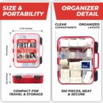 M2 BASICS Professional 350 Piece First Aid Kit, Wall Mountable Dual Layer Hard Case for Business, Home, Car, Vehicle & Work - Image 4