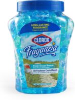 Clorox Fraganzia Crystal Beads Air Freshener, Long Lasting Room Deodorizer and Odor Eliminator Gel Beads to Freshen Home, Car, or Office, Fresh Ocean Breeze Scent, 12 Fl Oz
