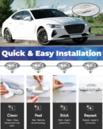 Bling Car Door Handle Protector, 10 PCS, White Sparkling Rhinestone Cars Door Protective Cover, Anti-Scratch Auto Handles Sticker, Universal Bling Car Accessories for Women - Image 7