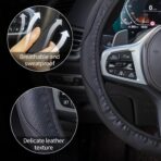 Amiss Car Steering Wheel Cover, 14.5"-15" Comfortable Anti-Slip Safety Protection Design, Microfiber PU Leather Steering Wheel Cover, Universal Fit for 95% Cars, Car Interior Accessories (Black) - Image 3