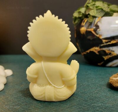 Ivory Ganesha Idol for Car Dashboard,Lord Ganpati Diwali Gifts, Home Decor, Office Desk, House Warming (IVORYMUKUT (Size: 3.5 x 2 inches) - Image 3