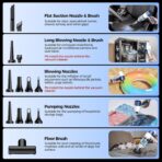 Car Vacuum Cleaner Cordless, 4 in 1 Portable Vacuum Cleaner 16000PA High Power Air Duster & Air Blower & Pump, Rechargeable Handheld Vacuum with Brushless Motor, Multi-Nozzles for Car, Home, Office - Image 4