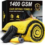 SMINDER 1400 GSM Car Drying Towels Car Detailing– XXL Microfiber Towels for Cars, Trucks (48" x 24"), Ultra-Absorbent, Streak-Free, Scratch-Free, No Water Spots, Double-Twist Pile & Edgeless Design