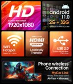 15.6 inch 4K Android Car TV Headrest Monitor for Cars Back seat Rear Entertainment System, Support Wireless Phone Link Touch Screen,with WiFi/Bluetooth/HDMI/USB/Video Player 2G+32G (2PCs) - Image 2